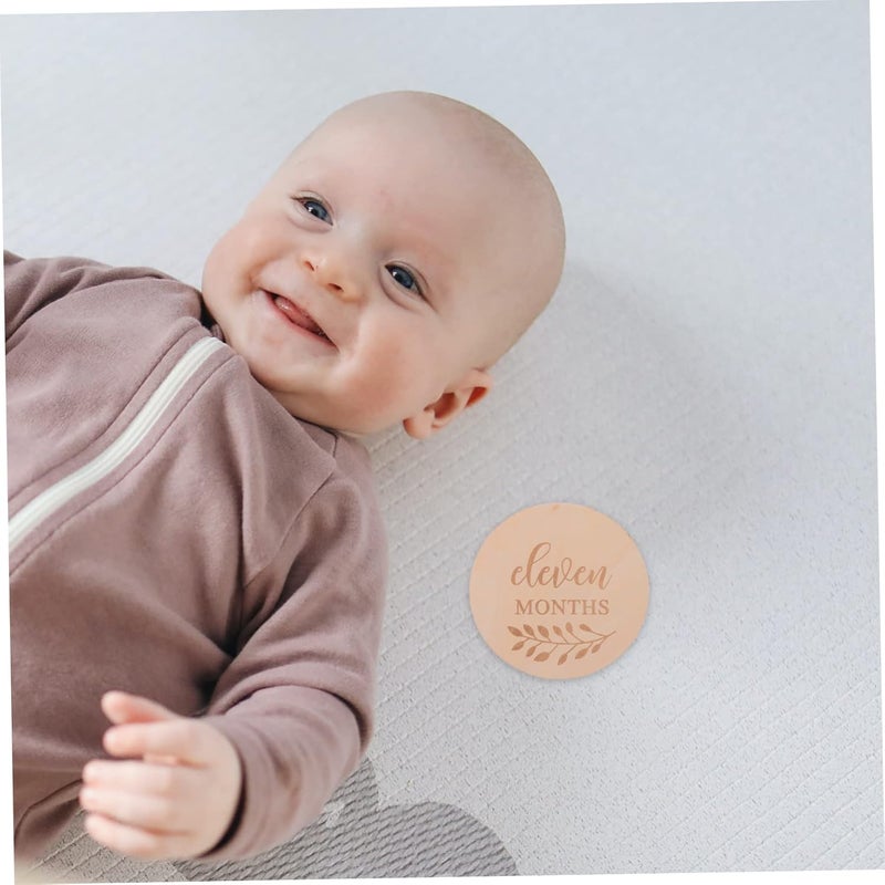Wooden Milestone Cards 14Pcs Newborn Photography Props Safe Durable Baby Month Photo Decor - Image 5